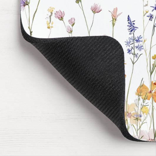Elegant Monogram Watercolor Colorful Wildflower Mousepad (Ecke)