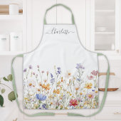 Elegant Monogram Watercolor Colorful Wildflower Schürze
