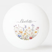 Elegant Monogram Watercolor Colorful Wildflower Tischtennisball (Rückseite)