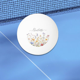 Elegant Monogram Watercolor Colorful Wildflower Tischtennisball