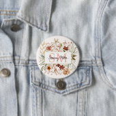Elegant Monogram Watercolor Fall Wildflower Floral Button (Beispiel)