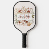 Elegant Monogram Watercolor Fall Wildflower Floral Pickleball Schläger (Rückseite)