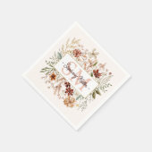 Elegant Monogram Watercolor Fall Wildflower Floral Serviette (Ecke)