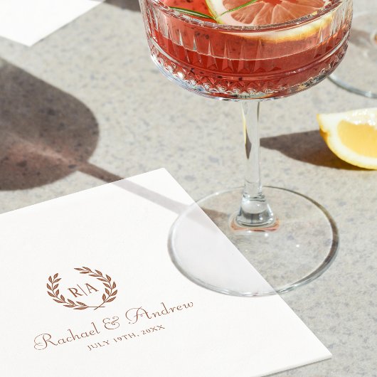 Elegant Monogram Wedding Burnt Orange Serviette