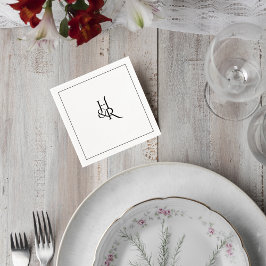 Elegant Monogram Wedding Cocktail Napkin Serviette