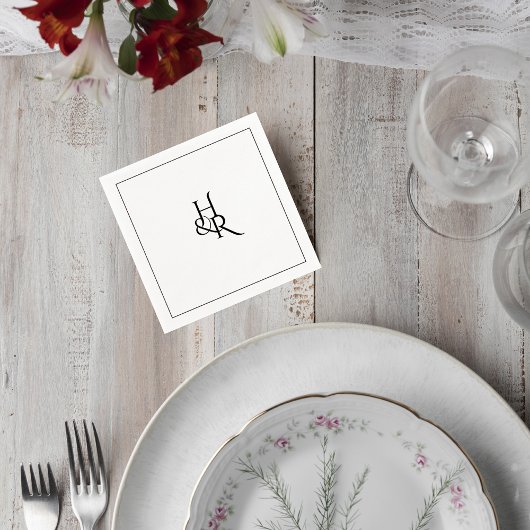 Elegant Monogram Wedding Cocktail Napkin Serviette