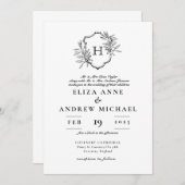 Elegant Monogram Wedding Einladung (Vorne/Hinten)