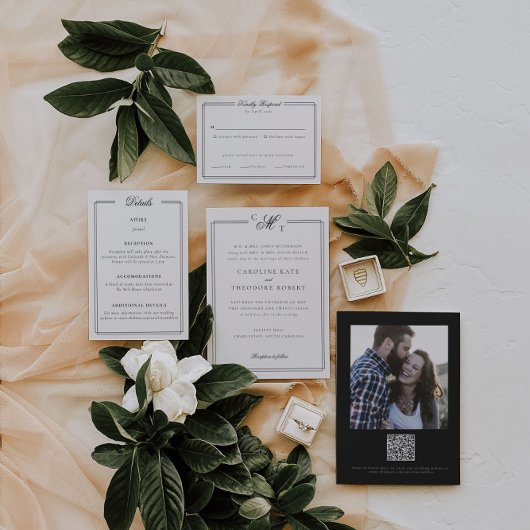 Elegant Monogram Wedding Einladung