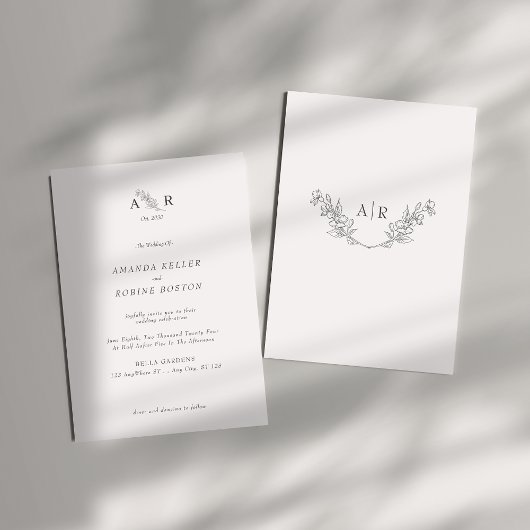 Elegant Monogram Wedding Einladung