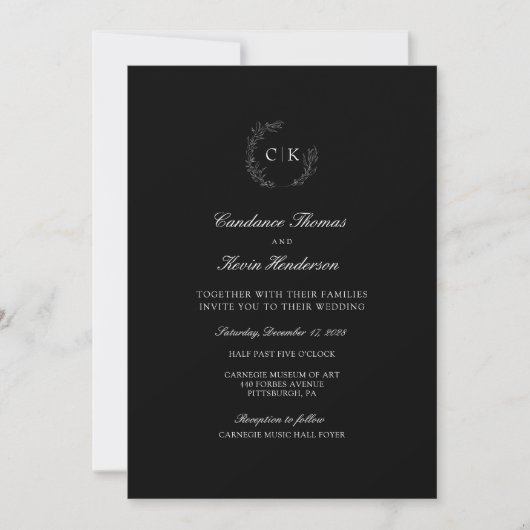 Elegant Monogram Wedding Einladung (Vorderseite)