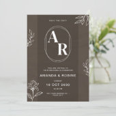 Elegant Monogram Wedding Einladung (Stehend Vorderseite)