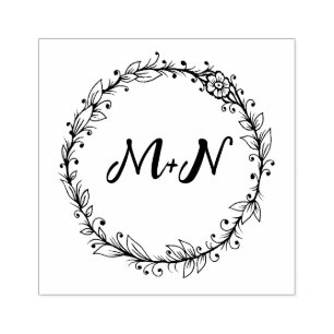 Elegant Monogram Wedding Gummistempel
