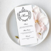 Elegant Monogram Wedding Menu Card Menükarte