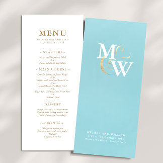 Elegant Monogram Wedding Menükarte