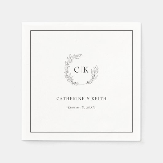 Elegant Monogram Wedding Napkins Serviette (Vorderseite)