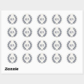 Elegant Monogram Wedding Navy Blue Runder Aufkleber (Blatt)