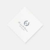 Elegant Monogram Wedding Navy Blue Serviette (Ecke)