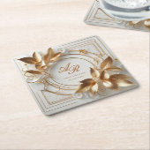 Elegant Monogram Wedding Paper Coaster Rechteckiger Pappuntersetzer (angewinkelt)