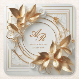 Elegant Monogram Wedding Paper Coaster Rechteckiger Pappuntersetzer