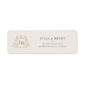Elegant Monogram Wedding Return Address Label (Vorne)