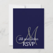 Elegant Monogram Wedding RSVP Card Grau (Vorderseite)