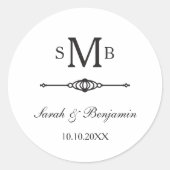 Elegant Monogram Wedding Runder Aufkleber (Vorderseite)