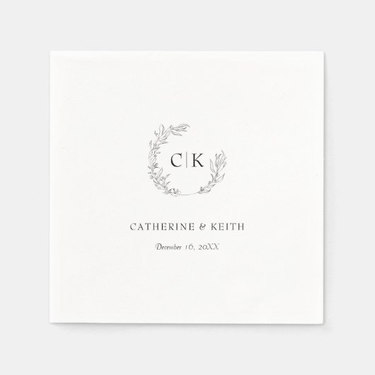 Elegant Monogram Wedding Serviette (Vorderseite)