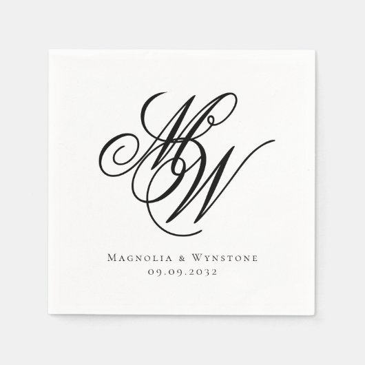 Elegant Monogram Wedding Serviette (Vorderseite)
