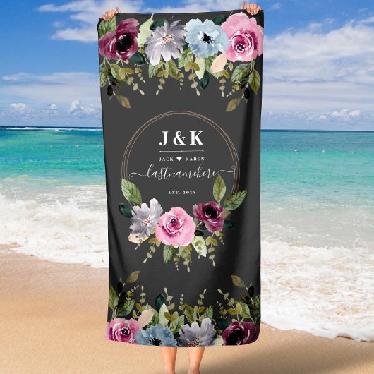 Elegant Monogram Wedding Strandtuch