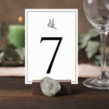 Elegant Monogram Wedding Table Number Card