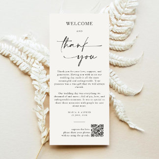 Elegant Monogram Wedding Thank You Card QR Code Dankeskarte