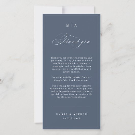 Elegant Monogram Wedding Thank You Card QR Code Dankeskarte (Vorderseite)