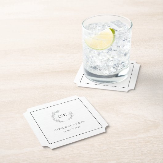 Elegant Monogram Wedding Untersetzer (Vor Ort)