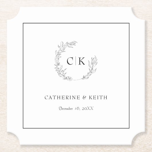 Elegant Monogram Wedding Untersetzer (Vorderseite)
