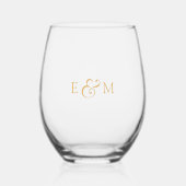 Elegant Monogram Wedding Weinglas Ohne Stiel (Vorderseite)