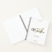 Elegant Monogram White Gold Script Initial Name Notizblock (Innenseite)