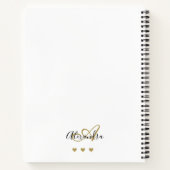 Elegant Monogram White Gold Script Initial Name Notizblock (Rückseite)