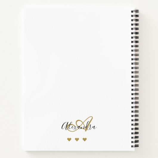 Elegant Monogram White Gold Script Initial Name Notizblock (Rückseite)