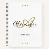 Elegant Monogram White Gold Script Initial Name Notizblock (Vorderseite)