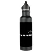 Elegant Monogram White Hearts Black Edelstahlflasche (Links)