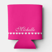 Elegant Monogram White Hearts Pink Dosenkühler (Rückseite)