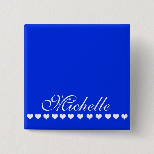 Elegant Monogram White Hearts Royal Blue Button (Vorderseite)