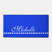 Elegant Monogram White Hearts Royal Blue Schreibtischunterlage (Vorderseite)