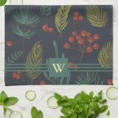 Elegant Monogram Winter Botanical Geschirrtuch (Gefaltet)