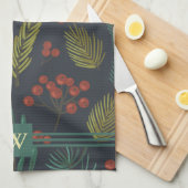 Elegant Monogram Winter Botanical Geschirrtuch (Viertel Falte)