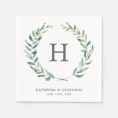 Elegant Monogram Wreath Greenery Rustic Wedding Serviette (Vorderseite)