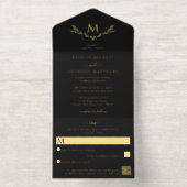 Elegant Monogram Wreath Wedding Real Foil gepresst All-in-One-Einladung (Innenseite)