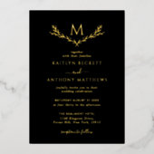 Elegant Monogram Wreath Wedding Real Folieneinladung (Vorderseite)