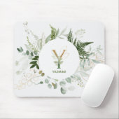 Elegant Monogram Y Greenery Wreath Mouse Pad Mousepad (Mit Mouse)