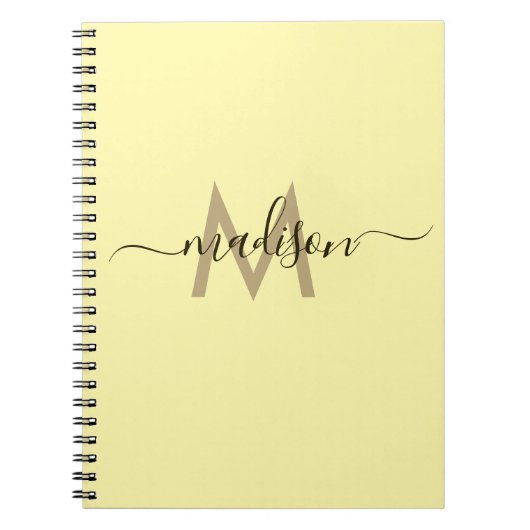Elegant Monogram Yellow Script Office School Notizblock (Vorderseite)